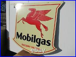 54x54 Org. 1935 DSP Authentic Mint Cond Mobil Gas Socony Vacuum Porcelain Sign