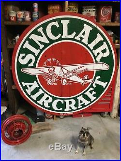 6 Foot Sinclair Aircraft Sign Painting Barnboard HC No Porcelain Opaline Gas Oil