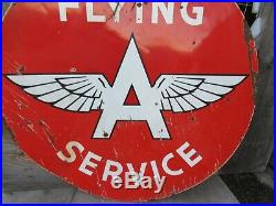 6ft. 72 Rare Authentic DSP Org. 1954 FLYING A SERVICE Gas & Oil Porcelain Sig
