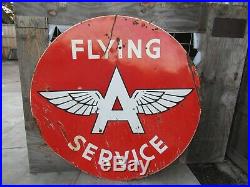 6ft. 72 Rare Authentic DSP Org. 1954 FLYING A SERVICE Gas & Oil Porcelain Sig