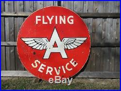 6ft. 72 Rare Authentic DSP Org. 1956 FLYING A SERVICE Gas & Oil Porcelain Sig
