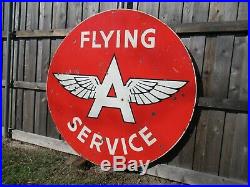 6ft. 72 Rare Authentic DSP Org. 1956 FLYING A SERVICE Gas & Oil Porcelain Sig