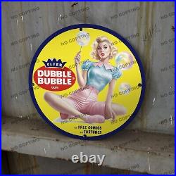 8'' Bubble Yum Porcelain Sign Chewing Gum Pinup Girl Oil Gas Station Service