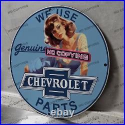 8'' Chevrolet We Use Parts Porcelain Sign Gas Station Garge Advertising Oil
