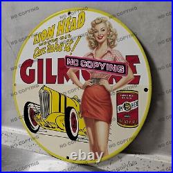 8'' Gilmore Motor Car Gas Oil Porcelain Sign Gas Station Garge Advertising