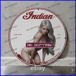 8'' Indian Motorcycle Gasoline Porcelain Sign Gas Oil Petroleum Motor Pump 2