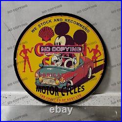 8'' Mickey Mouse Shell Oil Porcelain Sign Gas Station Garge Advertising Oil