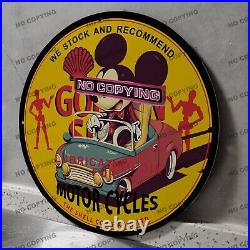 8'' Mickey Mouse Shell Oil Porcelain Sign Gas Station Garge Advertising Oil