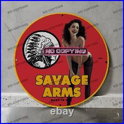 8'' Savage Arms USA Gasoline Porcelain Sign Gas Oil Petroleum Motor Pump
