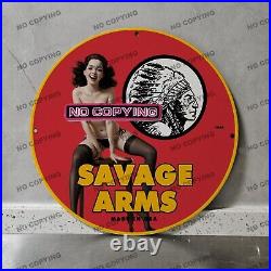 8'' Savage Arms USA Gasoline Porcelain Sign Gas Oil Petroleum Motor Pump 2