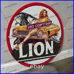 8'' White Red Lion Gas Oil Porcelain Sign Gas Station Garge Advertising Oil
