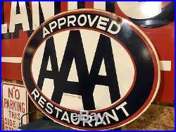 AAA Approved Restaurant sign ORIGINAL Double Sided porcelain Rare Size 30X23