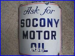 A-423-Porcelain Socony Oil Pump Plate Sign