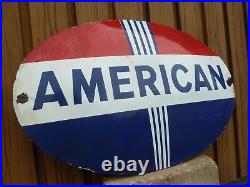 American Standard porcelain sign advertising vintage gasoline 24 oil gas USA