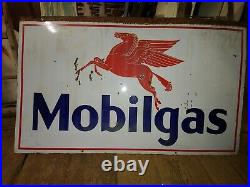 Antique Mobil Gas Double sided Porcelain Sign 3 foot x 5 foot gas station sign