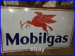 Antique Mobil Gas Double sided Porcelain Sign 3 foot x 5 foot gas station sign