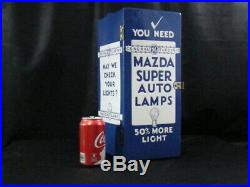Antique Porcelain Mazda GE Lights Old Car Gas Station Sign Garage Advertising