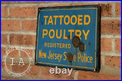 Antique Porcelain Tattooed Poultry Advertising Sign