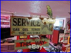 Antique style porcelain look Polly Gas dealer service gas pump 2 piece sign set