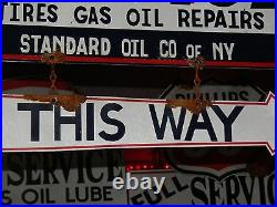Antique style porcelain look Standard gas oil dealer service gas pump sign set