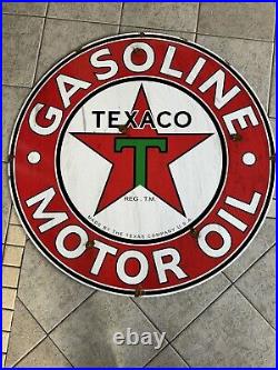 Antique style porcelain look Texaco oil dealer service gas station large sign