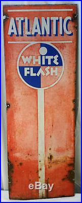 Atlantic White Flash gas pump sign gas station 42X15 man cave garage Porcelain