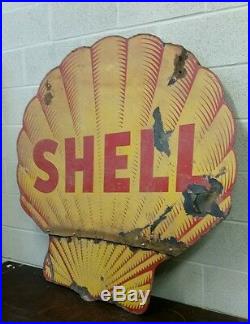 Big Old Vintage Porcelain Shell Gas Oil Sign 46 By 46. (a)