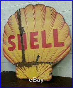 Big Old Vintage Porcelain Shell Gas Oil Sign 46 By 46. (b)