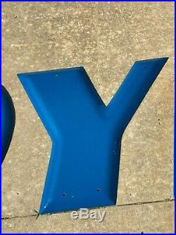 Brilliant Blue Goodyear Porcelain Letters Sign Wingfoot GORGEOUS