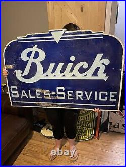 Buick Sales Service Double Sided Porcelain Enamel Sign HUGE gas station, oil