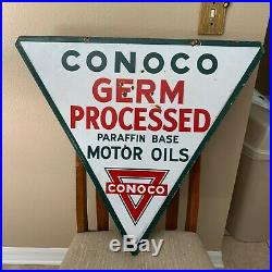 CONOCO GASOLINE porcelain sign vintage gas pump plate minute man service