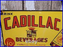 Cadillac Vintage Porcelain Sign Soda Beverage Drink Oil Gas Station Pump Plate
