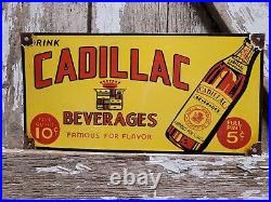 Cadillac Vintage Porcelain Sign Soda Beverage Drink Oil Gas Station Pump Plate