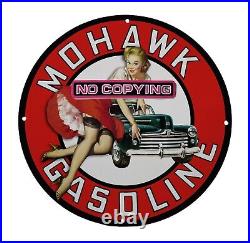Car Oil Mohawk Porcelain Vintage Style Gas Pump Sign