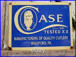 Case Vintage Porcelain Sign Cutlery Knife Hunting Blade Gas Oil Sales Dealer USA