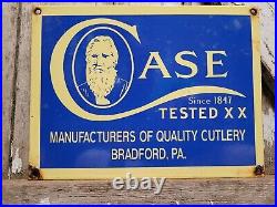 Case Vintage Porcelain Sign Cutlery Knife Hunting Blade Gas Oil Sales Dealer USA