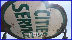 Cities Service Clover Porcelain Sign With Ring And Stand/pole Original