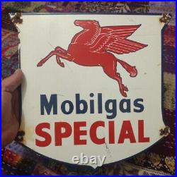 Collectible Mobilgas Special Pegasus Gas & Oil Porcelain Advertising Sign Used