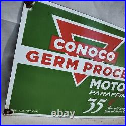 Conoco Motor Oil Porcelain Enamel Sign 24 x 14 Inches S/S