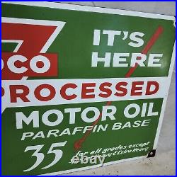 Conoco Motor Oil Porcelain Enamel Sign 24 x 14 Inches S/S