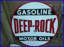DEEP ROCK PORCELAIN SIGN & POLE 48 1930's Gasoline Motor Oil can Gas RARE