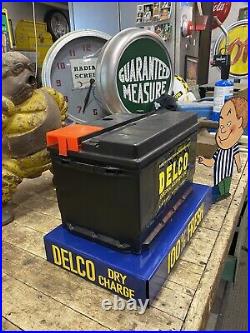 Delco Boy Battery Display, Gas And Oil, Not Porcelain Chevrolet And Ford