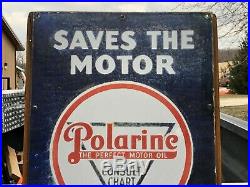 Early 6' Porcelain POLARINE ISO VIS Standard Oil THERMOMETER Gas Oil OLD Sign