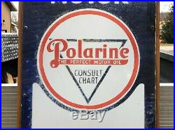 Early 6' Porcelain POLARINE ISO VIS Standard Oil THERMOMETER Gas Oil OLD Sign
