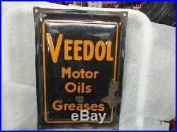 Early Original Veedol Oils Greases Porcelain Sign