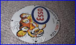 Esso Porcelain Sign Rare Tiger Tank 1960s Service Gas Tiger Rare Sign Gas Oil