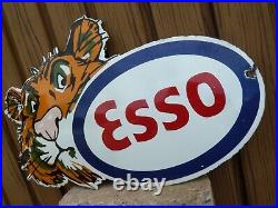 Esso Tiger porcelain sign advertising vintage gasoline 20 oil gas USA