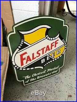FALSTAFF BEER HEAVY PORCELAIN ADVERTISING SIGN, (24x 20) NEAR MINT CONDITION
