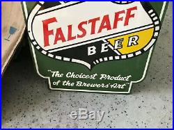 FALSTAFF BEER HEAVY PORCELAIN ADVERTISING SIGN, (24x 20) NEAR MINT CONDITION