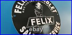 Felix Cat Chevrolet Porcelain Bow-tie Gas Vintage Style Trucks Service Sign